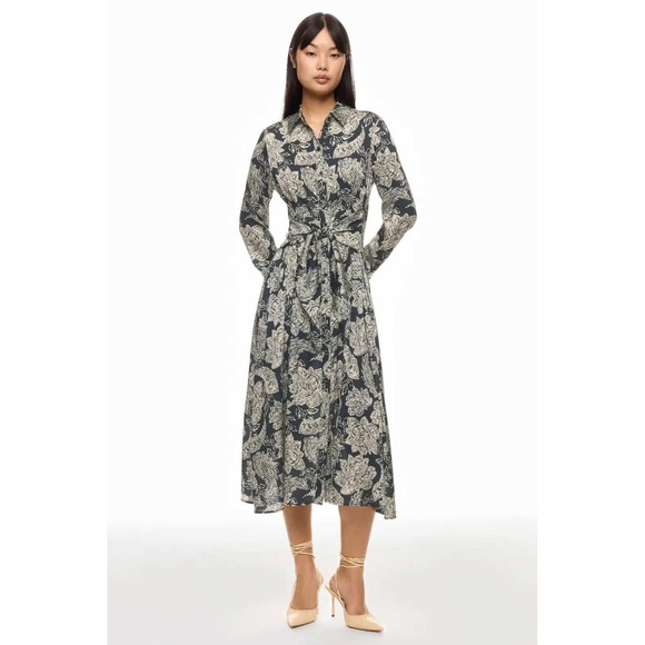 Shoshanna Dresses & Skirts - Shoshanna Essie Dress Black Ivory Floral Print Long Sleeve Shirt Dress Size 6